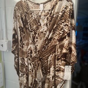 Jones New York Brown Snake Print Blouse